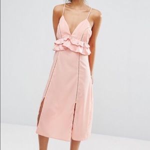 BooHoo Ruffle Detail Strappy Midi Dress